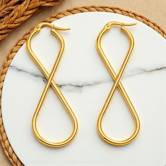 🆕️Infinity Statement Earrings | 18K Gold Plated Stainless Steel Minimalist Chic - Picture 1 of 9